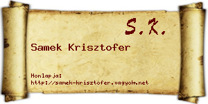Samek Krisztofer névjegykártya